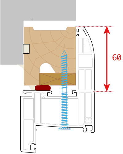 aile de recouvrement de 60 mm pour fenêtre pvc, pose en rénovation